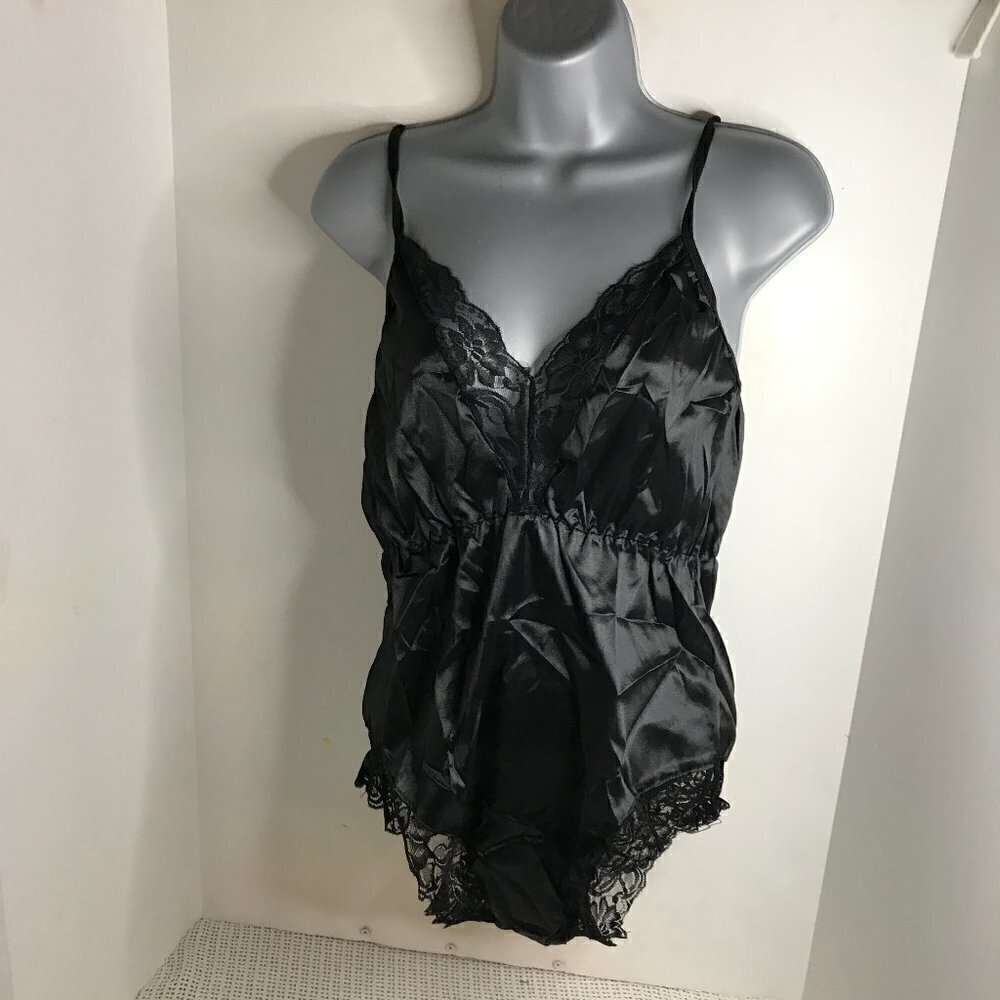 WOMENS LACE SPLICE TRIM BACKLESS V NECK BODY SUIT SIZE L
